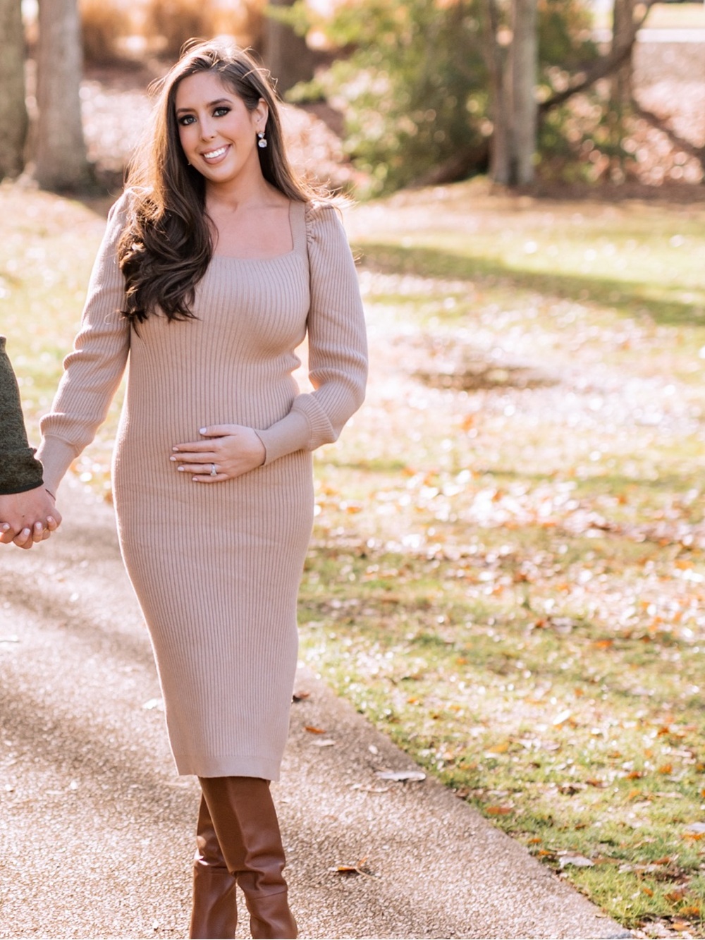 Charles Henry Cream Knit Midi Dress